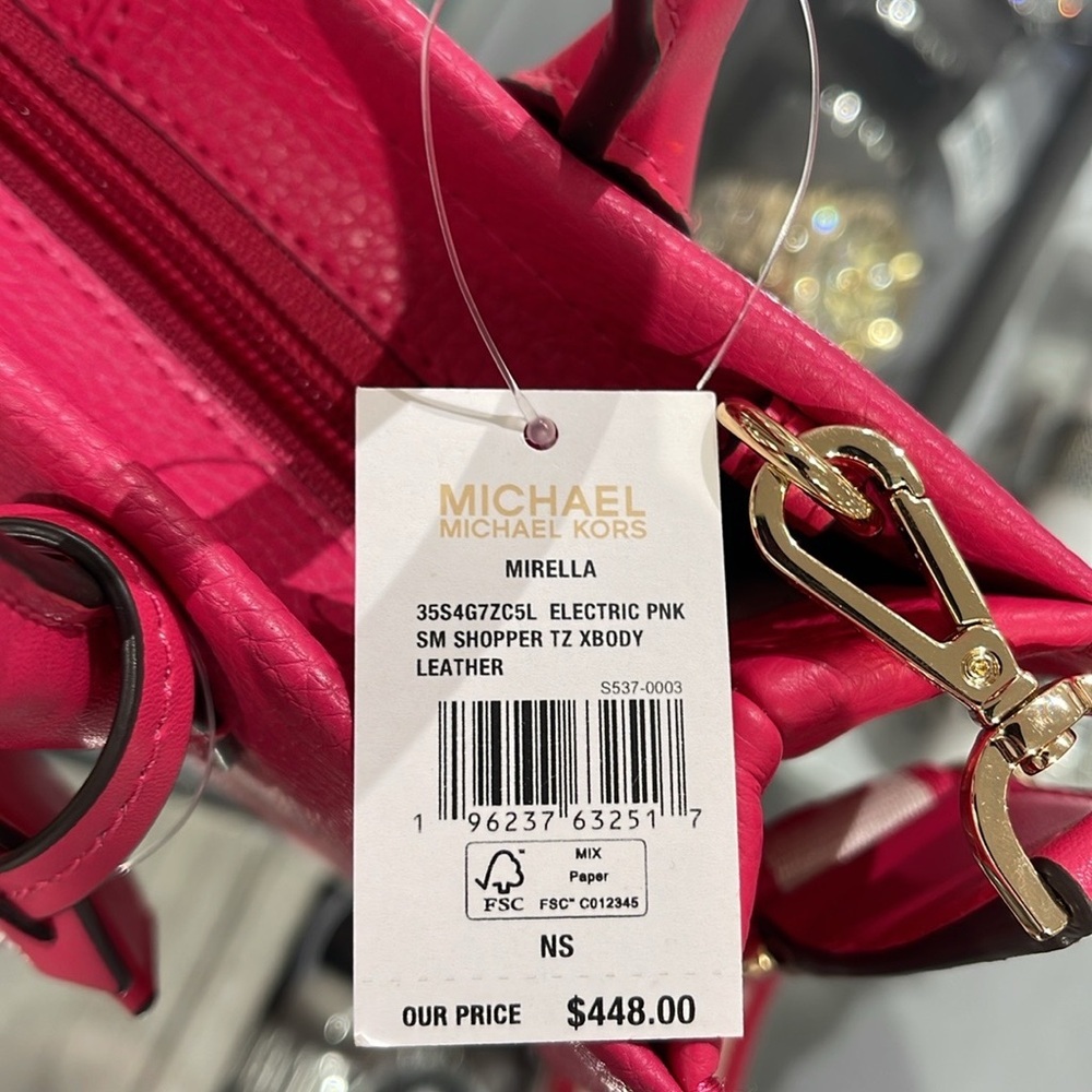 MICHAEL KORS
Mirella Small Pebbled Leather Crossbody Bag Tote 
Electric Pink
NWT - Picture 10 of 16